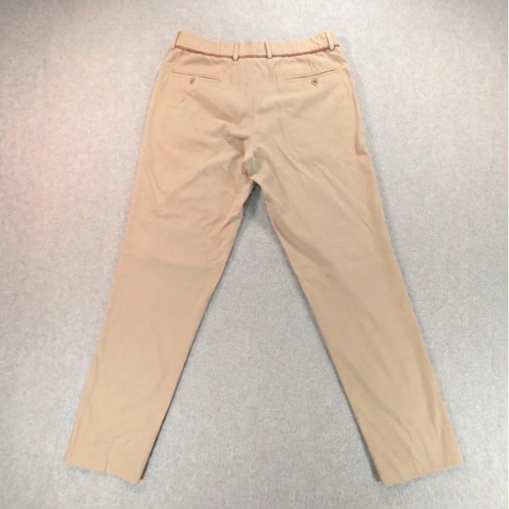 Hermes Mens Tan Chino Trousers Rope Detail Flat Front Pant Made in Italy 33x30.5